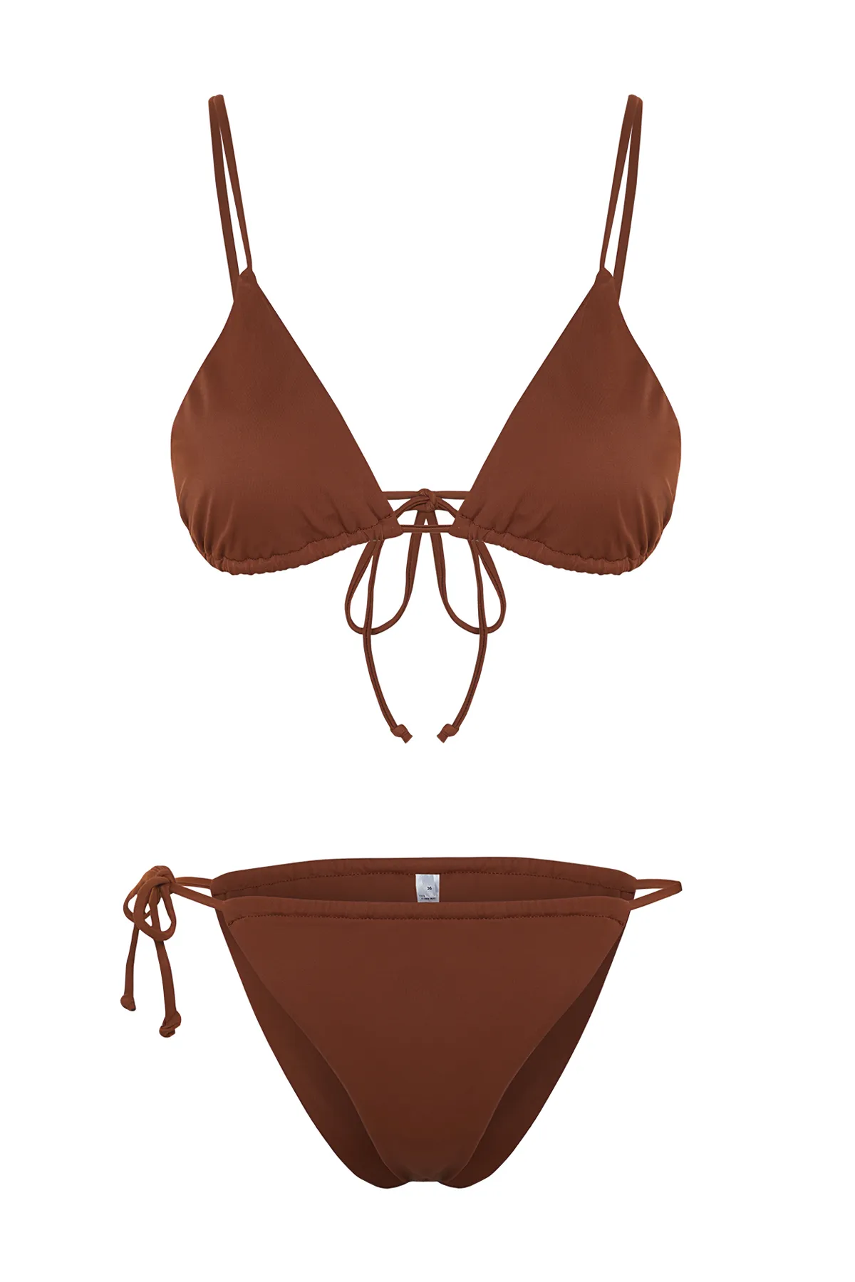 Trendyol Collection  Braunes Triangel-Tunnel-Bikini-Set mit hohem Beinausschnitt TBESS24BT00079