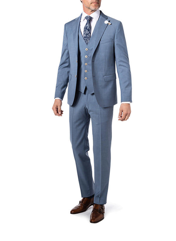 BALDESSARINI, Anzug mit Weste, Slim Fit, Schurwolle, blau