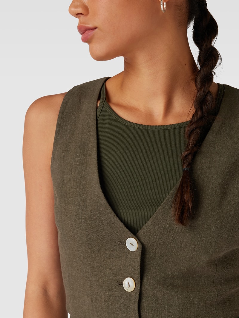 Cropped Weste mit Knopfleiste in khaki