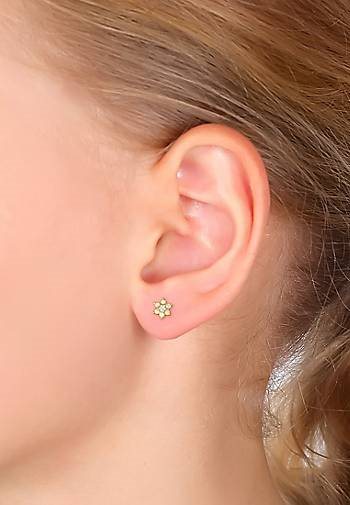Elli Ohrringe Kinder Blüte Synth. Opal Zirkonia 925 Silber