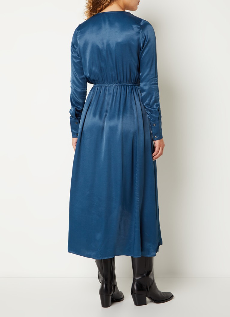 Fifth House Sage satin midi wrap dress with ruffle