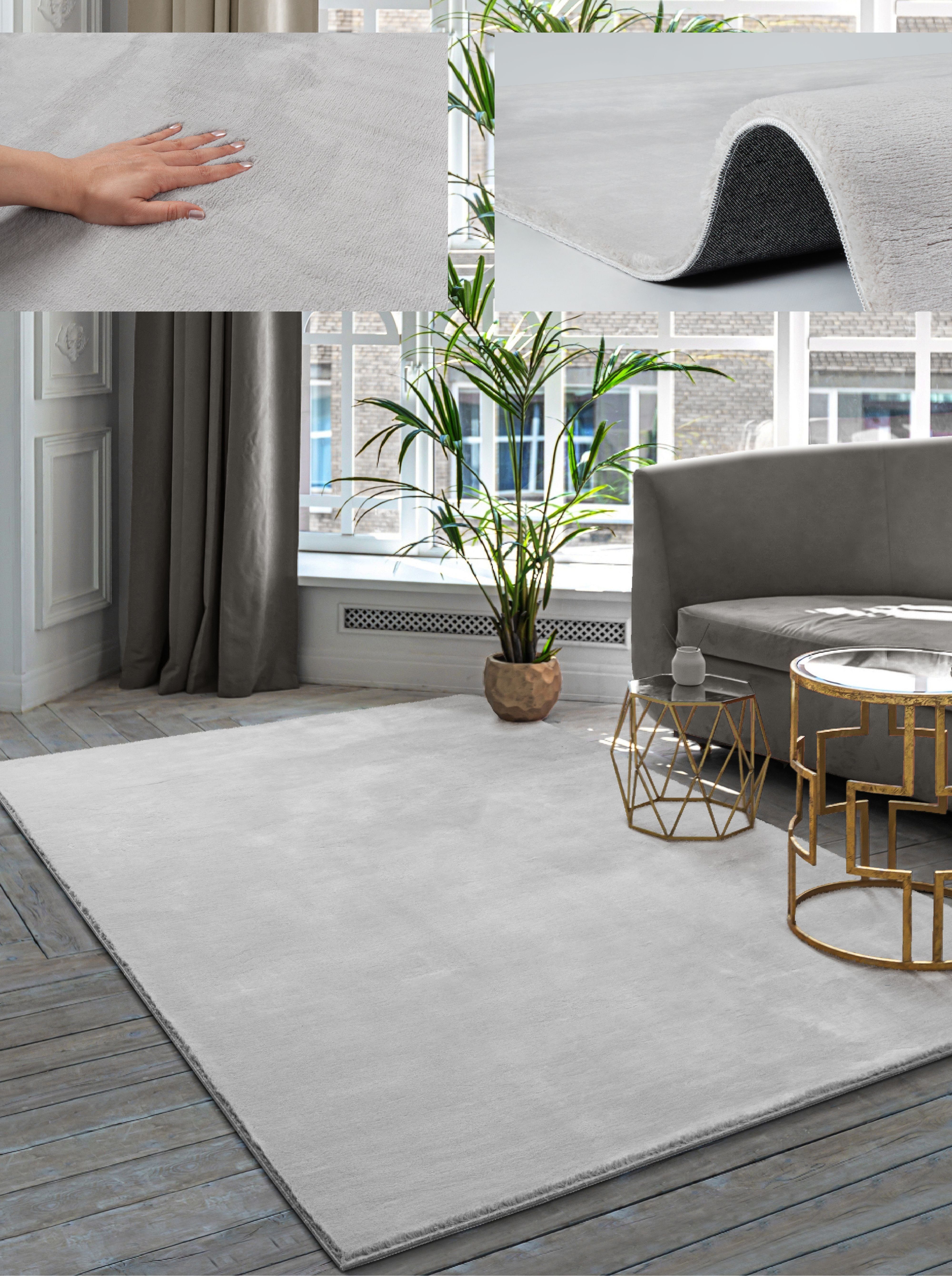 Hochflor-Teppich Teppich Lina Moderner Teppich, Super Soft, Kunstfell, Felloptik, the carpet, Rechteck, Höhe: 16 mm, Wohnzimmer, Schlafzimmer, Flauschig, Langflor