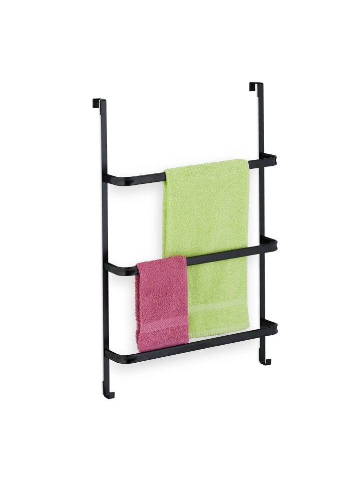 relaxdays Tür-Handtuchhalter in Schwarz - (B)54,5 x (H)85 x (T)15 cm günstig kaufen onesize