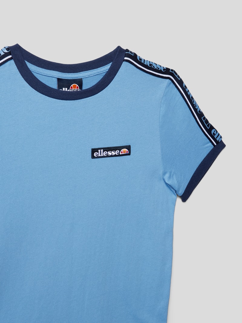 T-Shirt mit Kontraststreifen Modell 'Giovi' in bleu