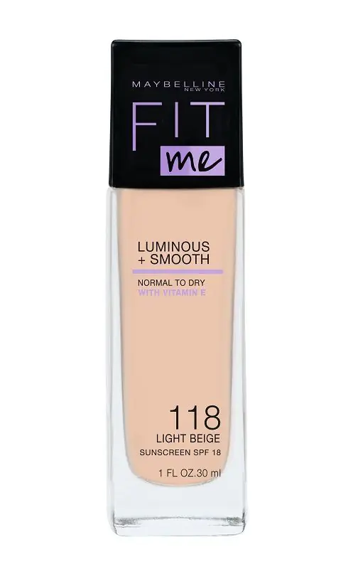 Base Maybelline Fit Me Luminous & Smooth, 118 Bege Claro