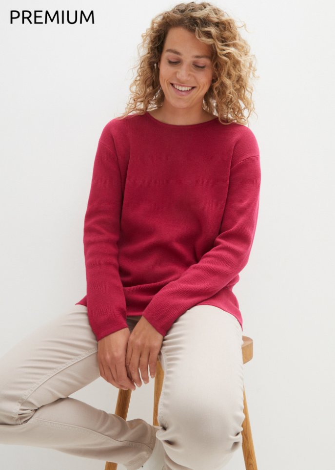 Essential Milano Rib Pullover mit Rundhals