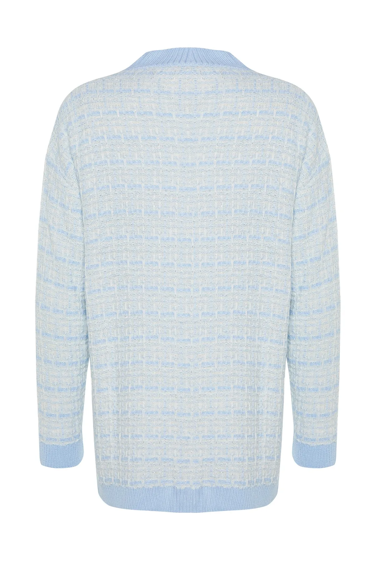 Trendyol Collection  Hellblauer, weiter Strickcardigan in Tweed-Optik mit Glitzer TWOAW21HI0250
