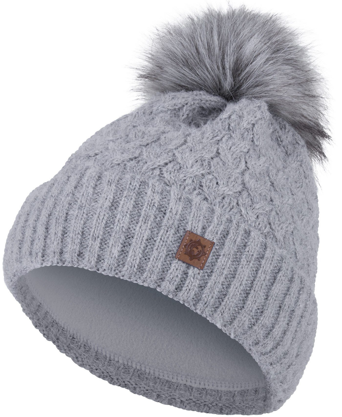 compagno Bommelmütze (1-St) Wintermütze Strick Mütze Winter Strickmütze Damen Fleecefutter Beanie