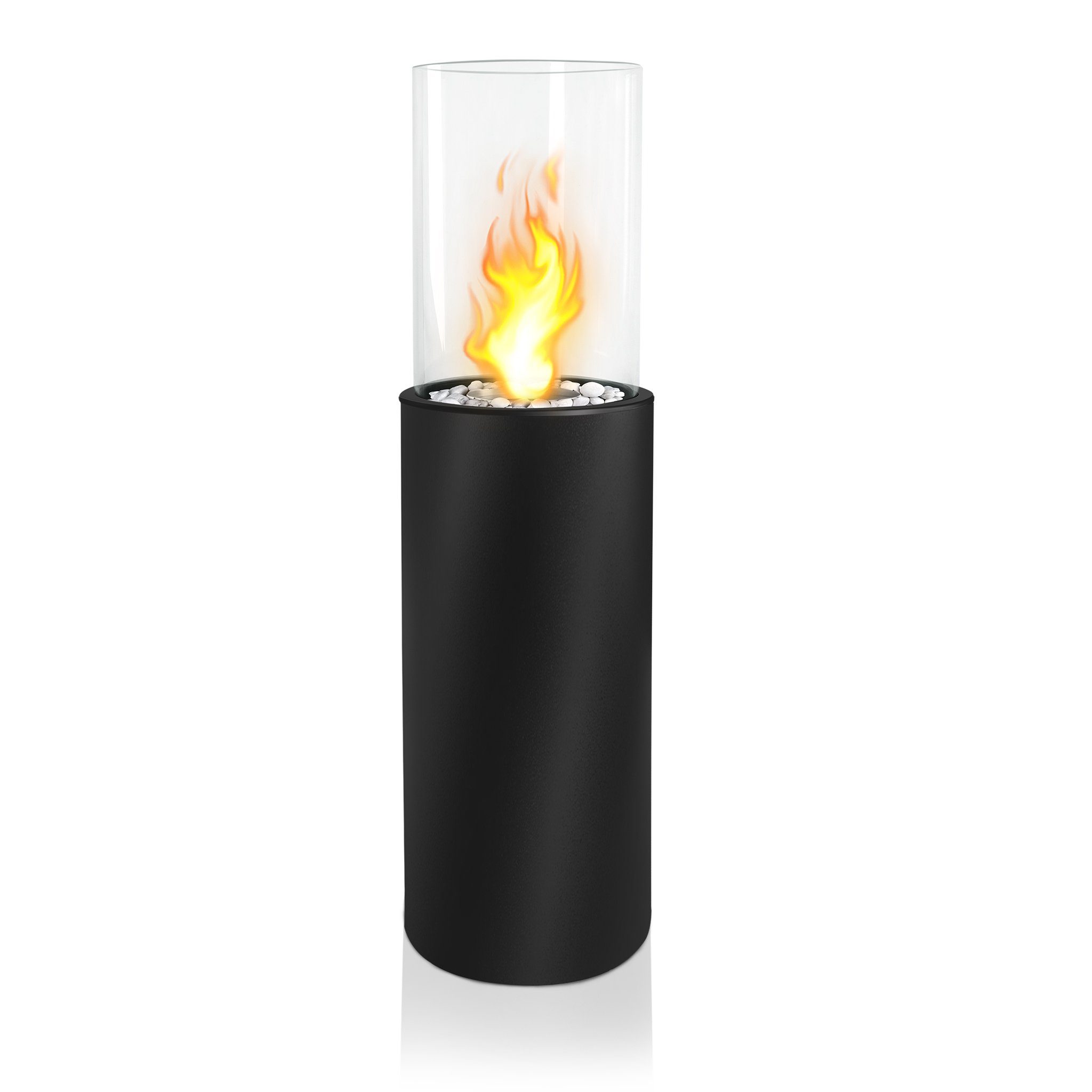 AUFUN Bioethanol Standkamin Bio Ethanol Kamin Feuersäule Kaminfeuer Zimmerkamin, (Runder / Rechteck / Quadrat, Bodenkamin, Terrassenkamin, Tischfeuer, Windlicht, Gartenfackel), Freistehender Bioethanolkamin für Indoor & Outdoor Chönes Flammenspiel