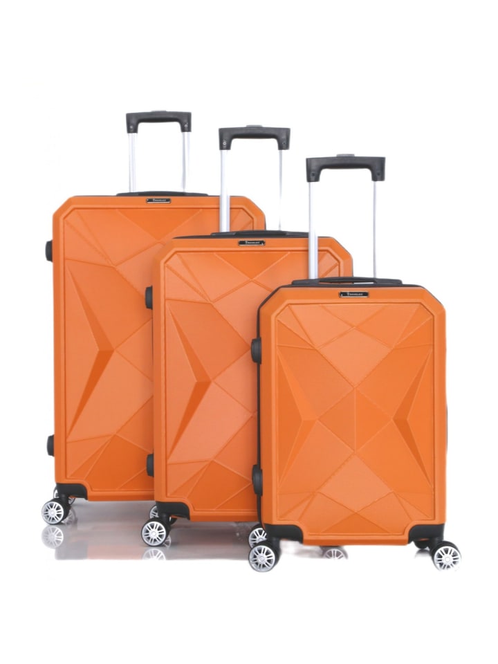 Cheffinger Reisekoffer ABS-03 Koffer 3-teilig Hartschale Trolley Set Kofferset in Orange günstig kaufen onesize