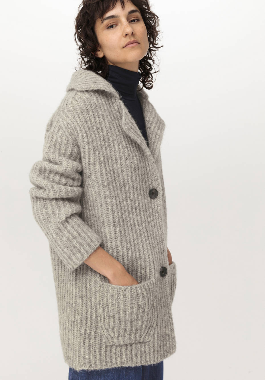 Strickjacke aus Alpaka mit Bio-Baumwolle