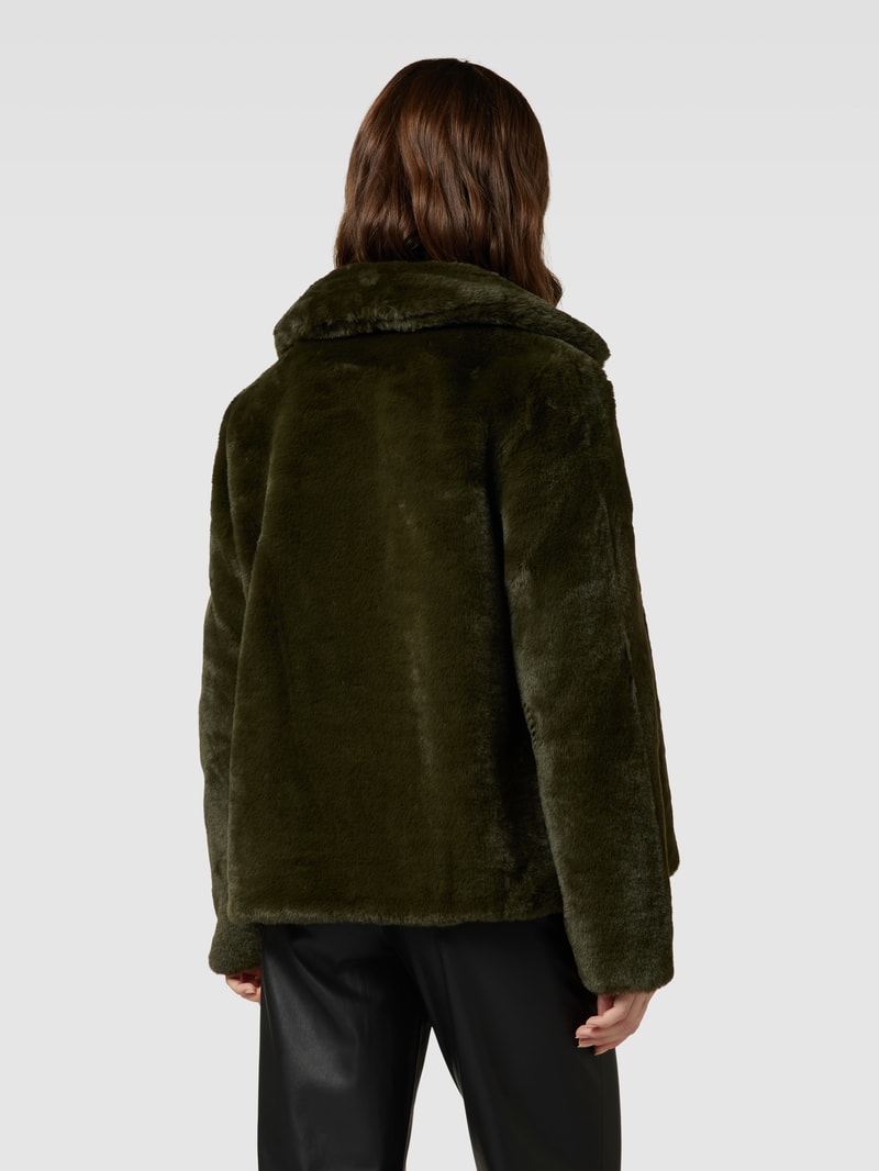 Jacke mit Kunstfellbesatz in dunkelgrün