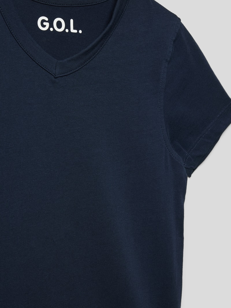 T-Shirt aus Baumwoll-Mix in marineblau