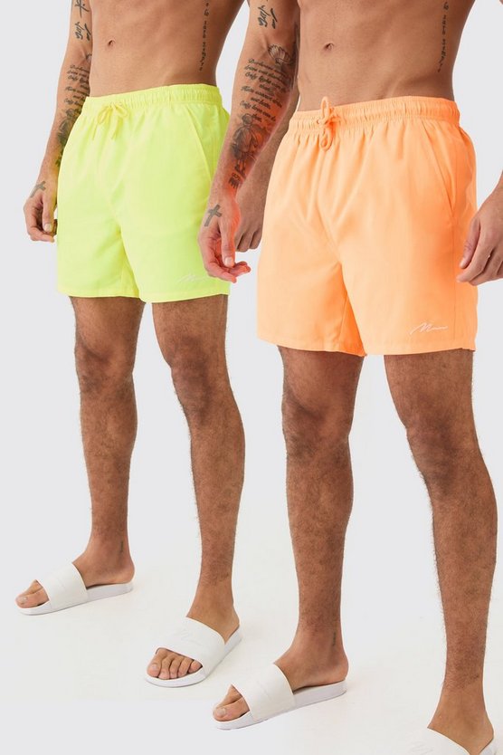 2er-Pack mittellange Man Signature Badehose