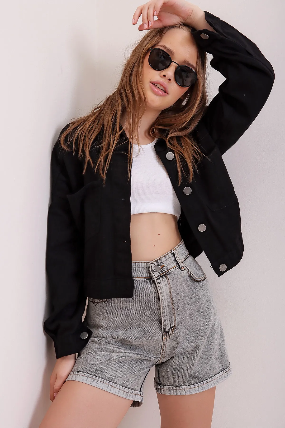 Trend Alaçatı Stili  Jacke - Schwarz - Regular Fit