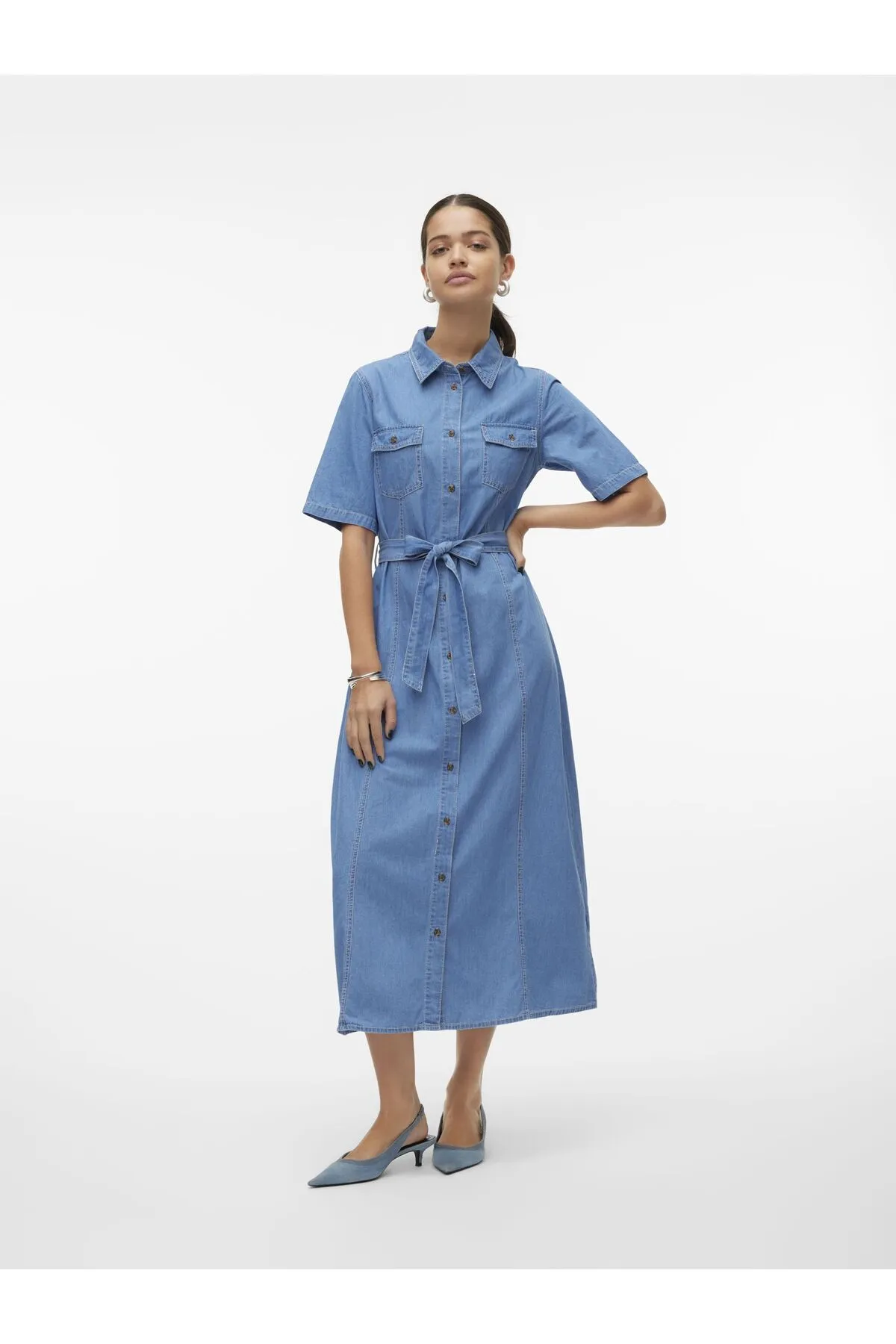 Vero Moda  Jeanskleid VMVIO Langes Kleid