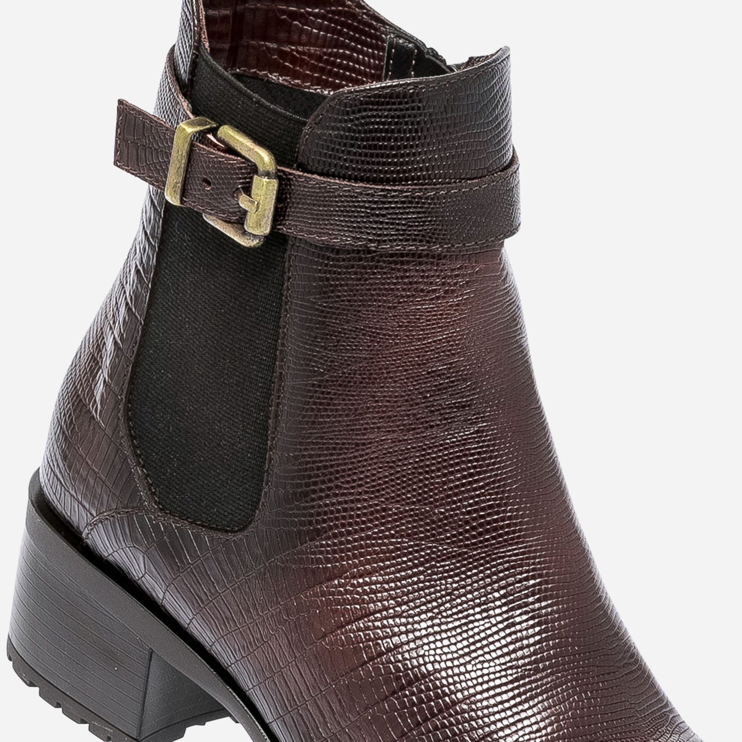 Boots marron en cuir éco-conçu embossé effet python