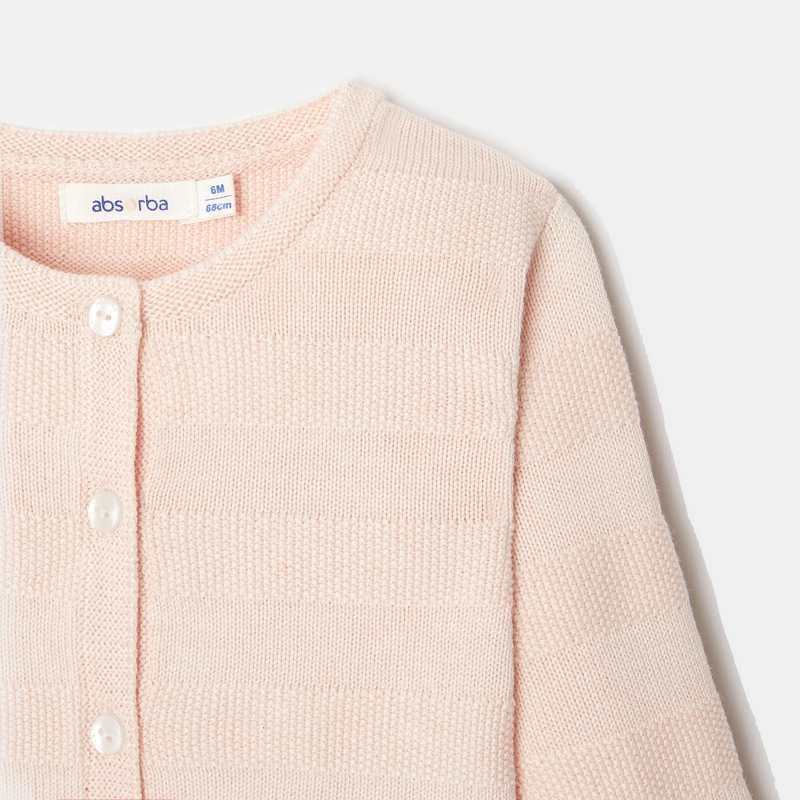 Cardigan maille tricot rose naissance Absorba