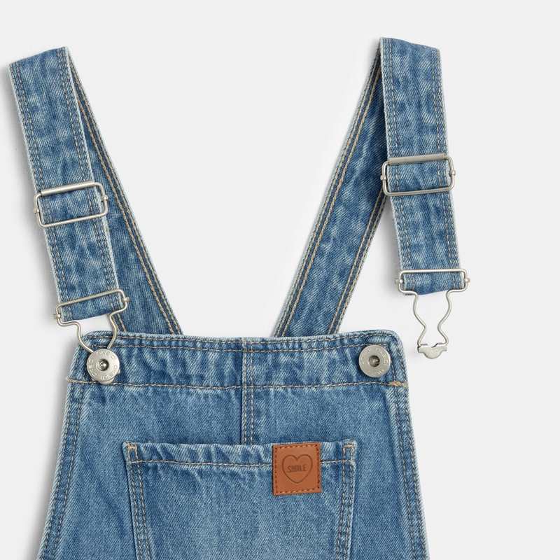 Salopette en jean délavé bleue fille