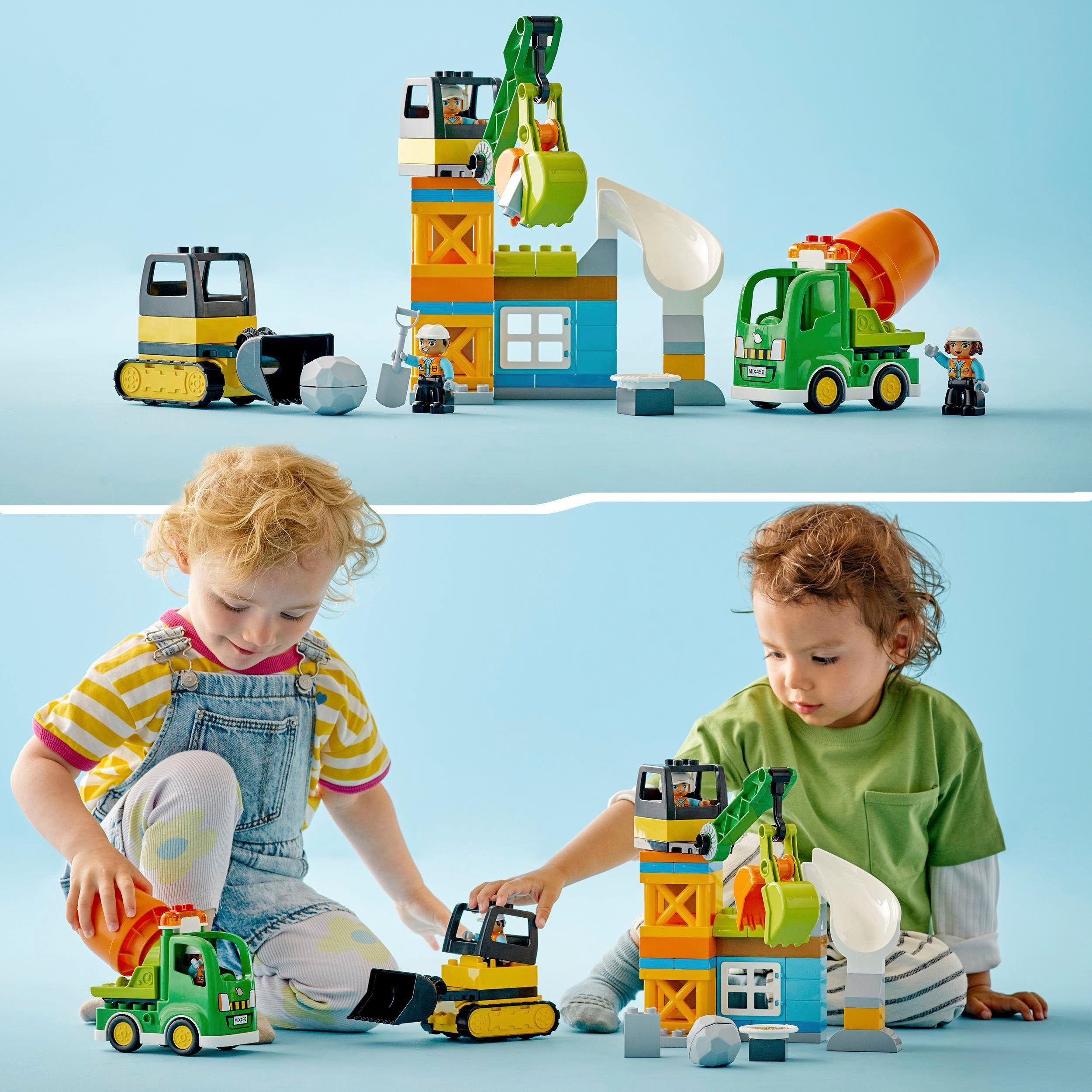 LEGO® Konstruktionsspielsteine Baustelle mit Baufahrzeugen (10990), LEGO® DUPLO Town, (61 St), mit Licht und Sound; Made in Europe