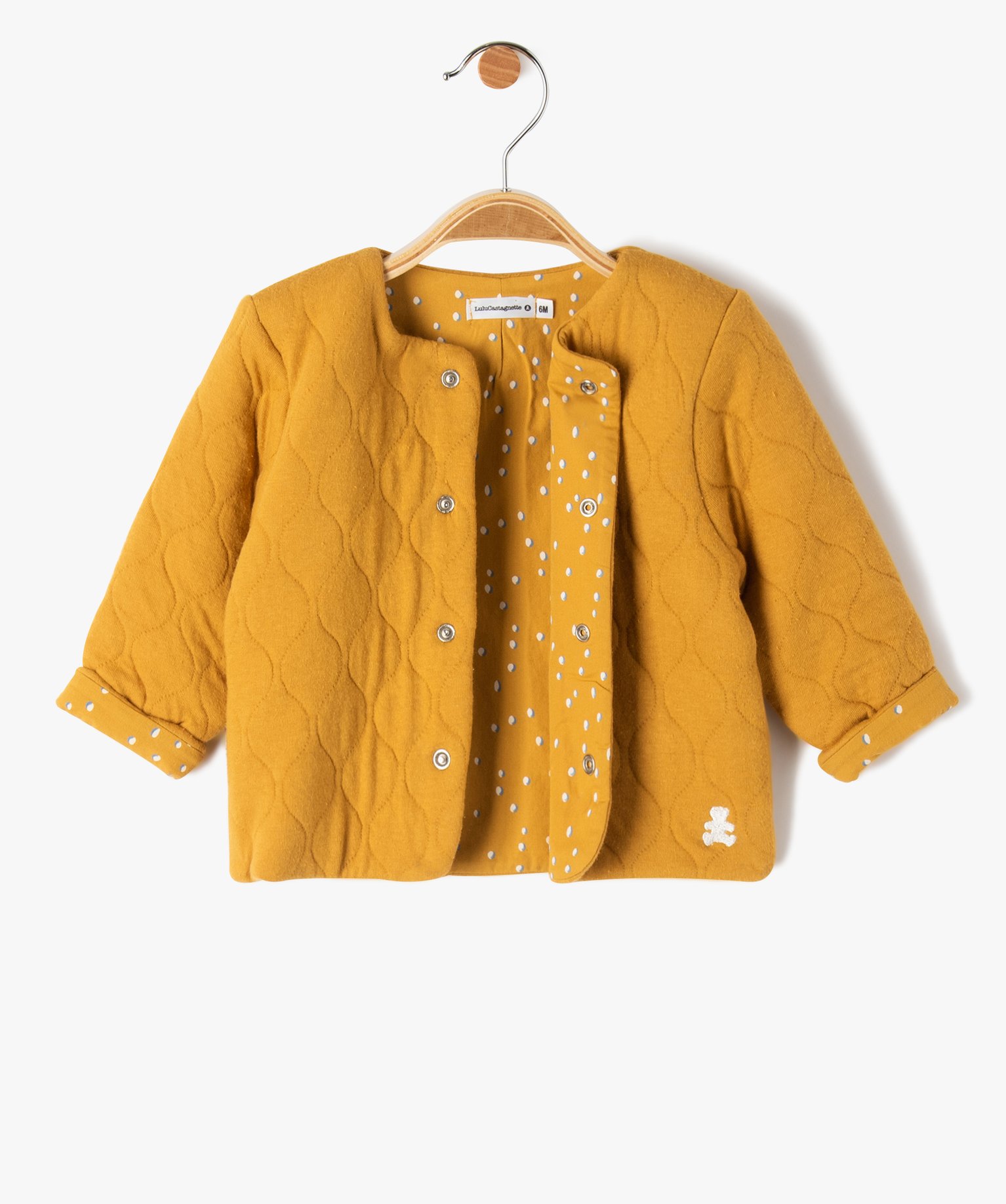 Gilet bébé en sweat matelassé et doublure imprimée jaune | GEMO