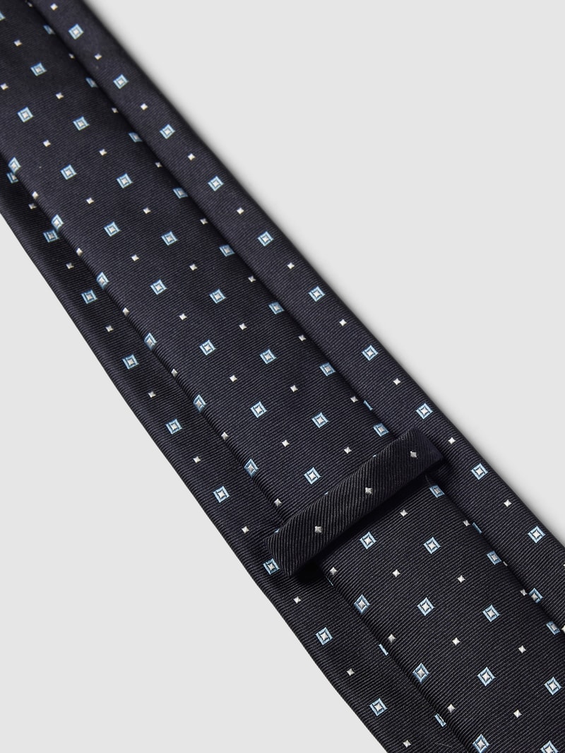 Krawatte aus Seiden-Mix mit Allover-Muster in marineblau