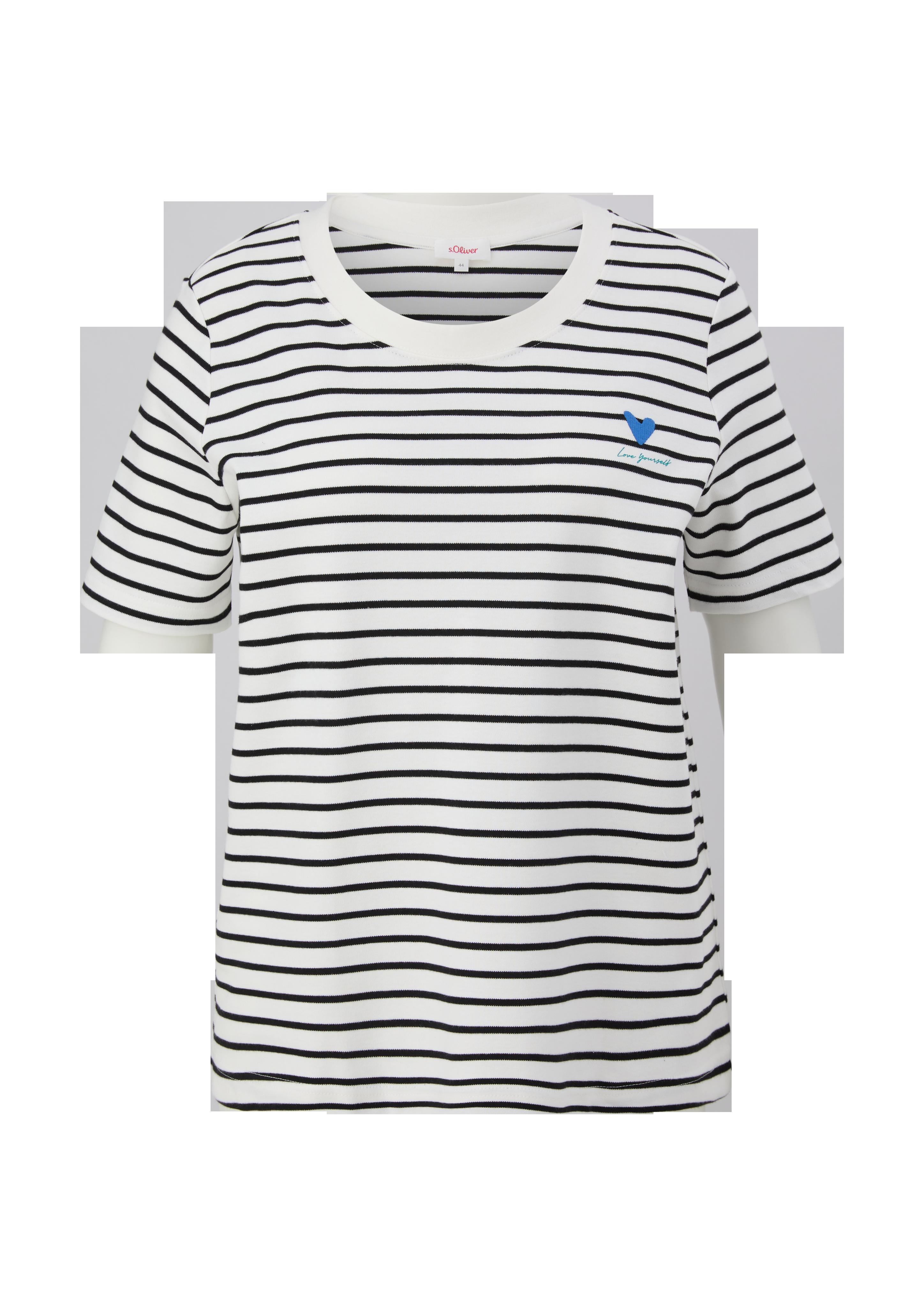 Gestreiftes Interlockjersey T-Shirt  EME-2149225-99G2