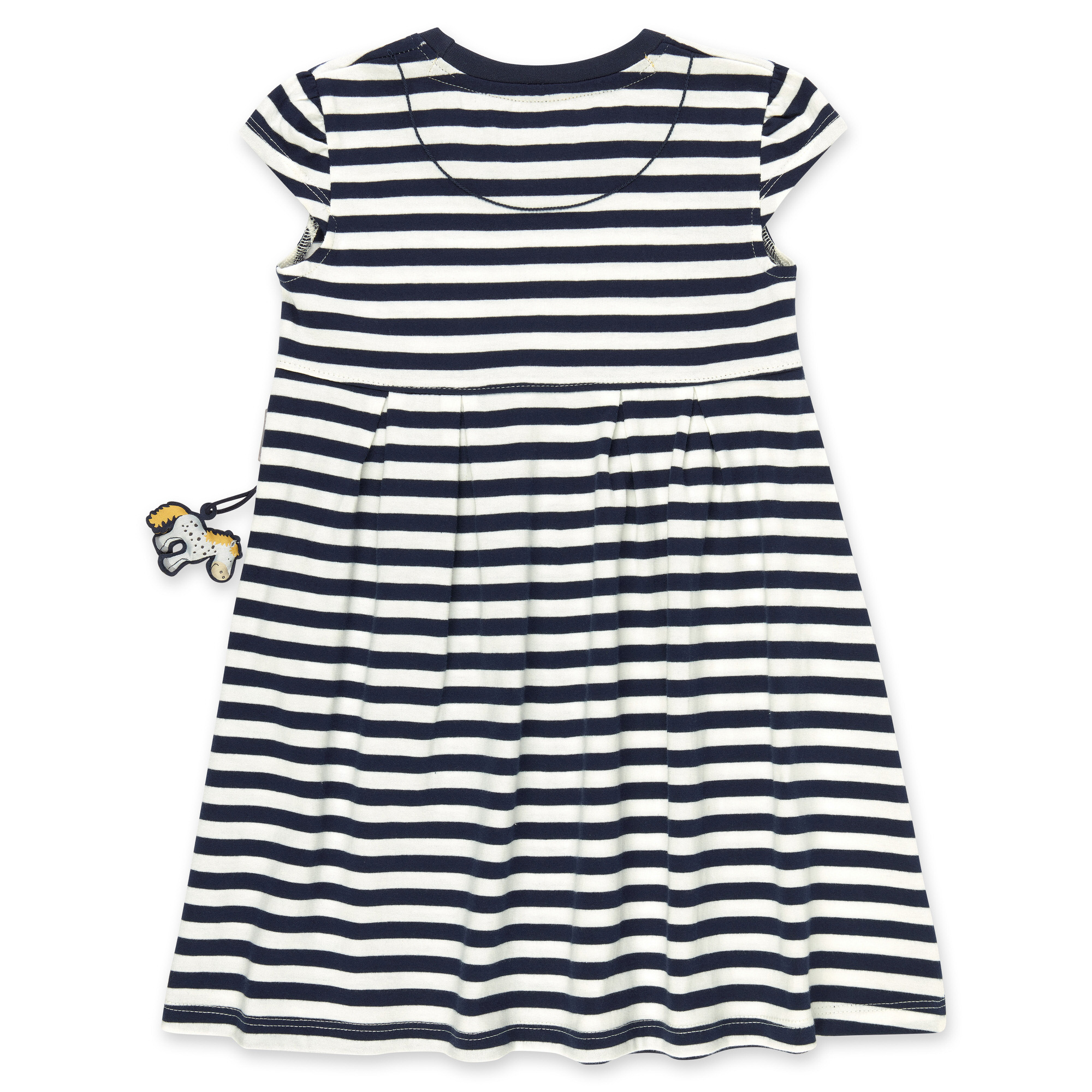 Blau-weiß geringeltes Kinderkleid Tupfen Pony