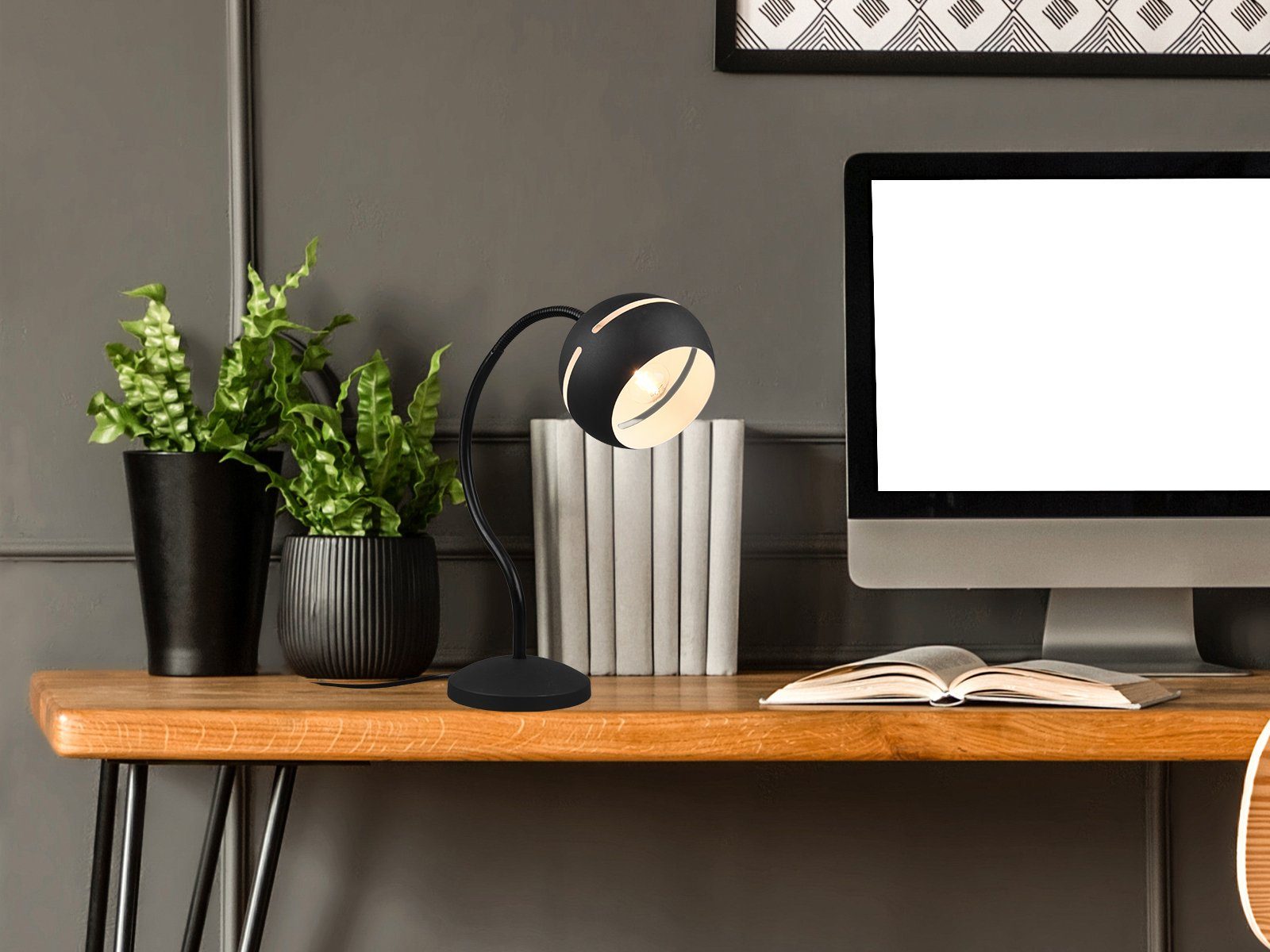 meineWunschleuchte LED Schreibtischlampe, Dimmfunktion, LED wechselbar, wechselbar: 1 x E14, 4,9 Watt, 470 Lumen, warmweiß, groß-e Designer Nachttisch-lampe & Schreibtischlampe Touch, Höhe 42cm
