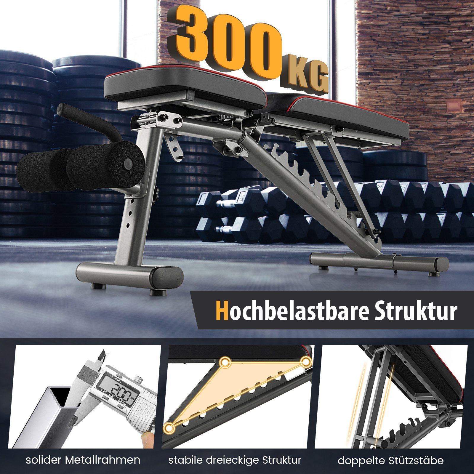 COSTWAY Hantelbank Trainingsbank, klappbar & verstellbar