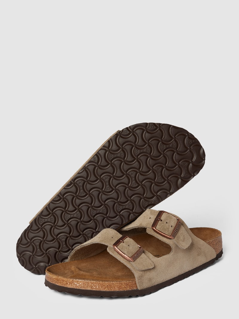 Hausschuhe aus echtem Leder Modell 'Arizona' in taupe