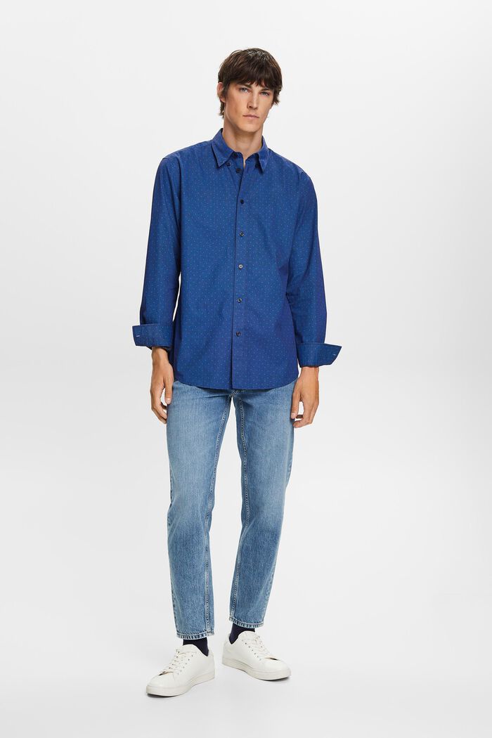 Gemustertes Button-Down-Hemd, 100 % Baumwolle
