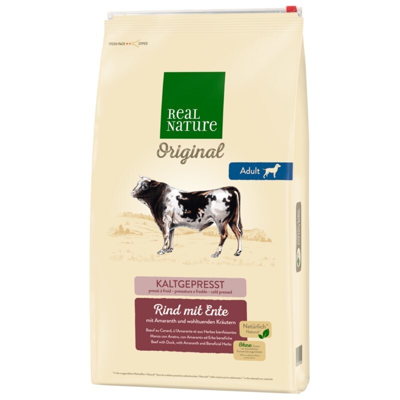 REAL NATURE Hundetrockenfutter REAL NATURE Original Adult Rind mit Ente 12 kg