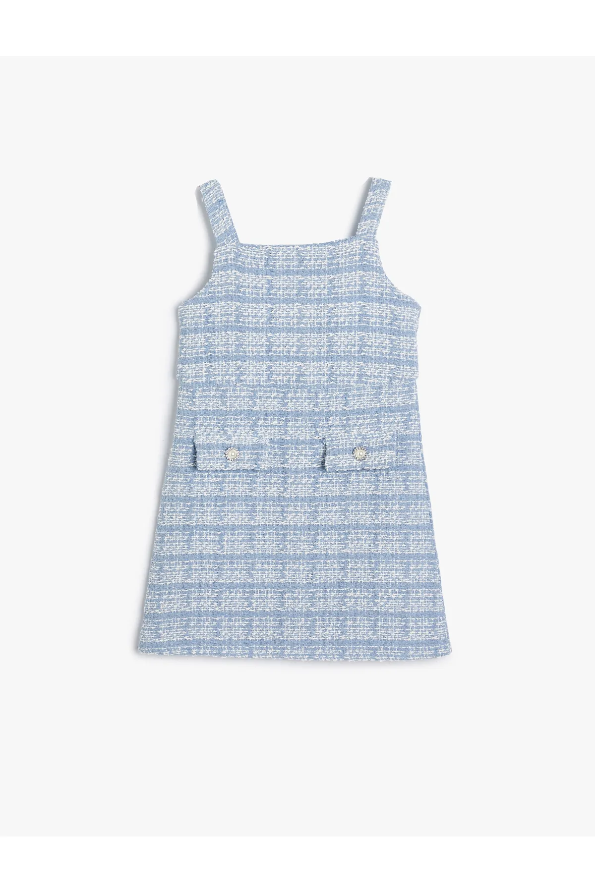 Koton  Tweed-Gilet-Kleid mit Trägern und Perlenknopf-Detail