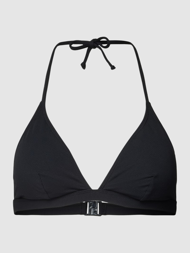Bikini-Oberteil mit Strukturmuster und Schnürung in schwarz