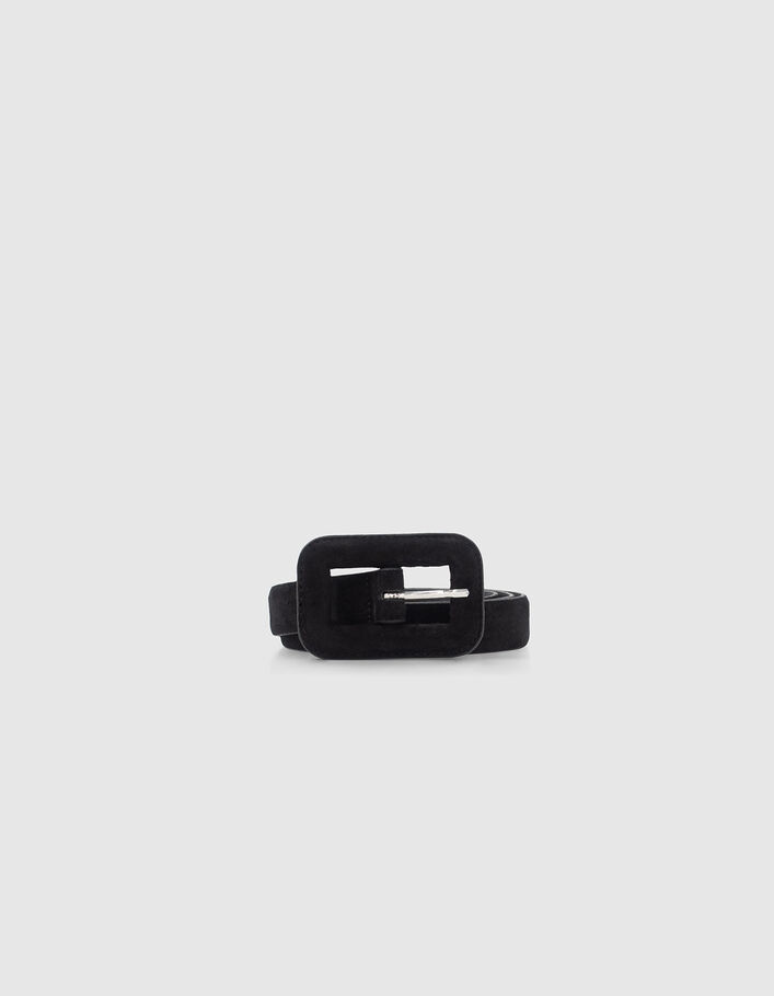 Ceinture noire cuir velours boucle large Femme