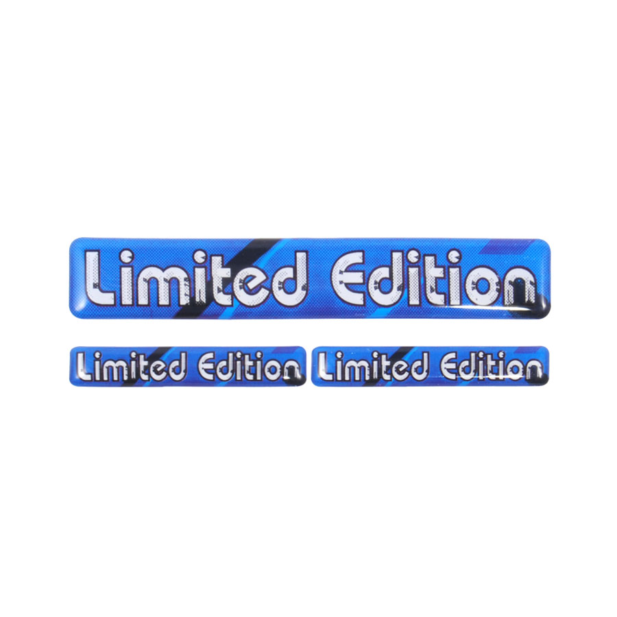 Aufkleber "Limited Edition", 3D-Sticker in Blau, selbstklebend, 1 Bogen mit 3 Stickern - ATU