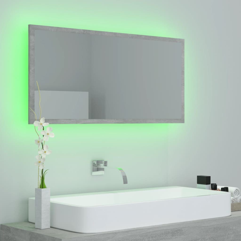 vidaXL Badezimmerspiegelschrank LED-Badspiegel Betongrau 90x8,5x37 cm Acryl (1-St)