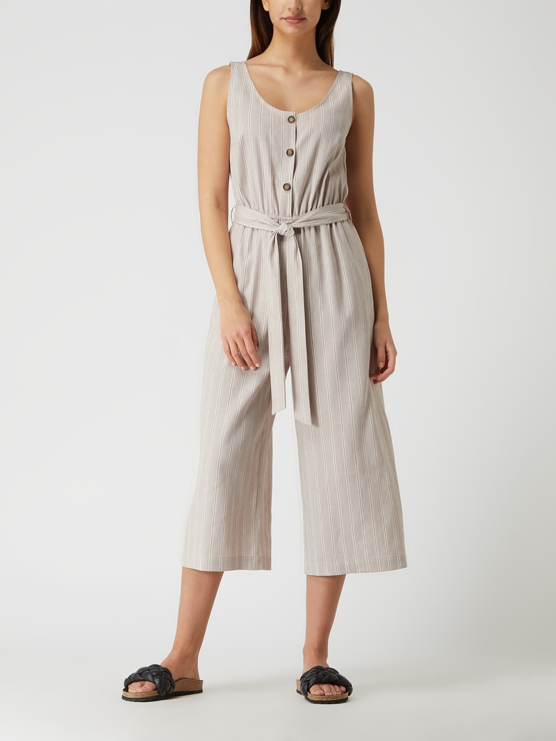 Jumpsuit in 7/8-Länge mit Leinen-Anteil in sand