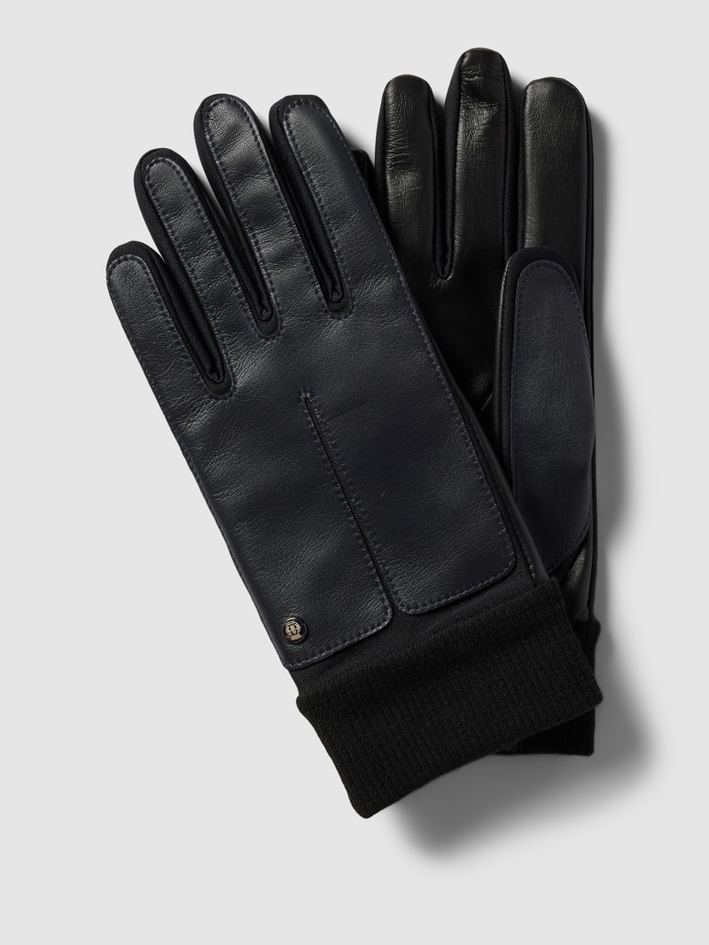Handschuhe mit gerippten Abschlüssen Modell 'Kopenhagen' in marineblau