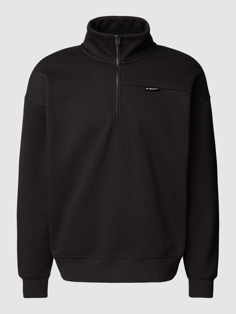 Sweatshirt mit Troyer-Kragen Modell 'Skipper loose' in schwarz