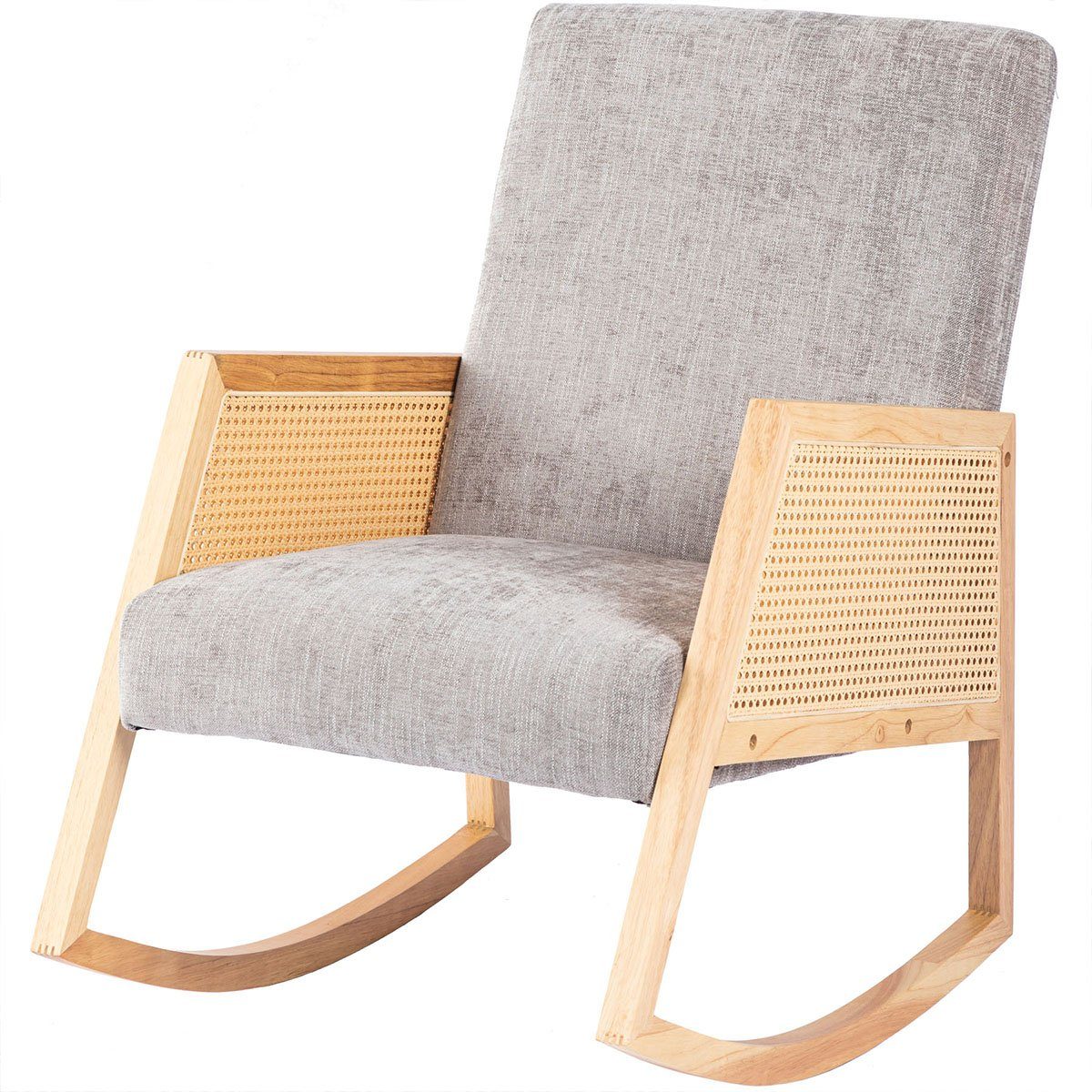 XDeer Schaukelstuhl Massivholz Schaukelstuhl Kissen mit eingebetteter Feder, Kinderzimmer Einteiliger Schaukelstuhl 57*90*80 cm