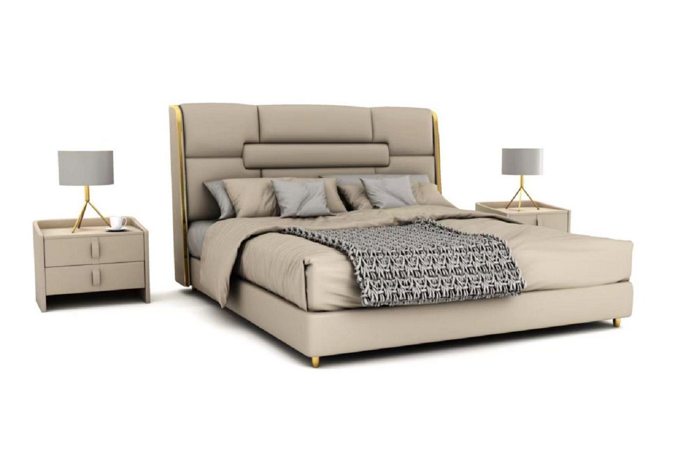 JVmoebel Bett Schlafzimmer Möbel Designer Bett Holzgestell Doppelbett Moderne (1-tlg., Nur Bett), Made in Europa