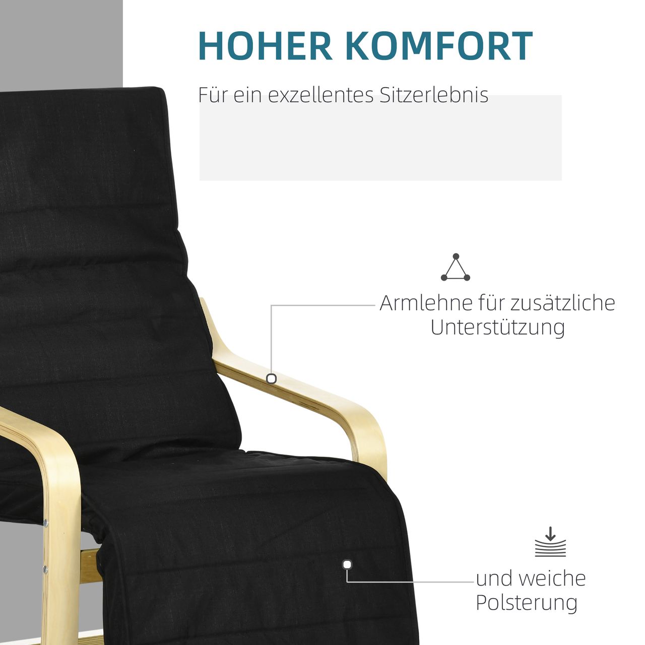 HOMCOM Relaxsessel Schwingstuhl Ruhesessel, Relaxstuhl mit Verstellbarem Fußteil