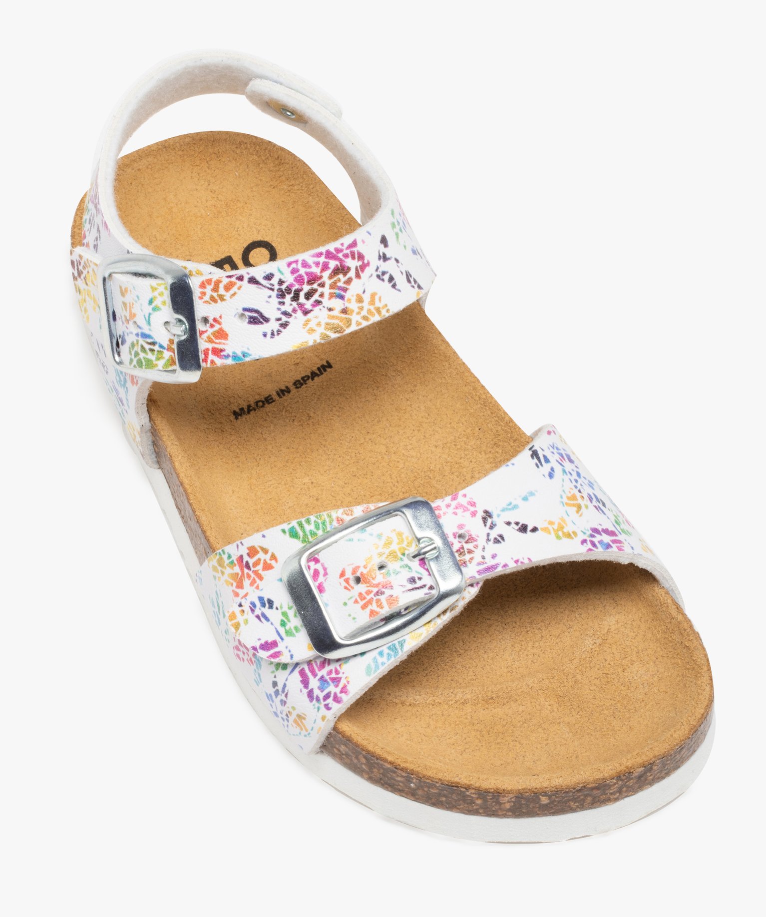 Sandales fille à brides imprimées et semelle liège multicolore | GEMO
