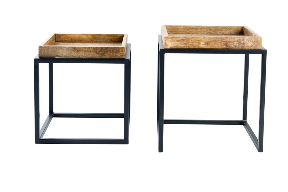 riess-ambiente Beistelltisch SERVITEUR 45cm natur / schwarz (Set, 2-St), Wohnzimmer · Massivholz · Metall · Industrial