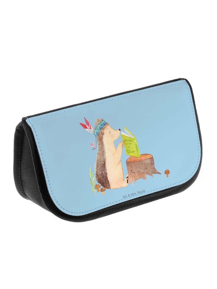 Mr. & Mrs. Panda Kosmetiktasche Igel Federschmuck ohne Spruch in Blau Pastell günstig kaufen onesize