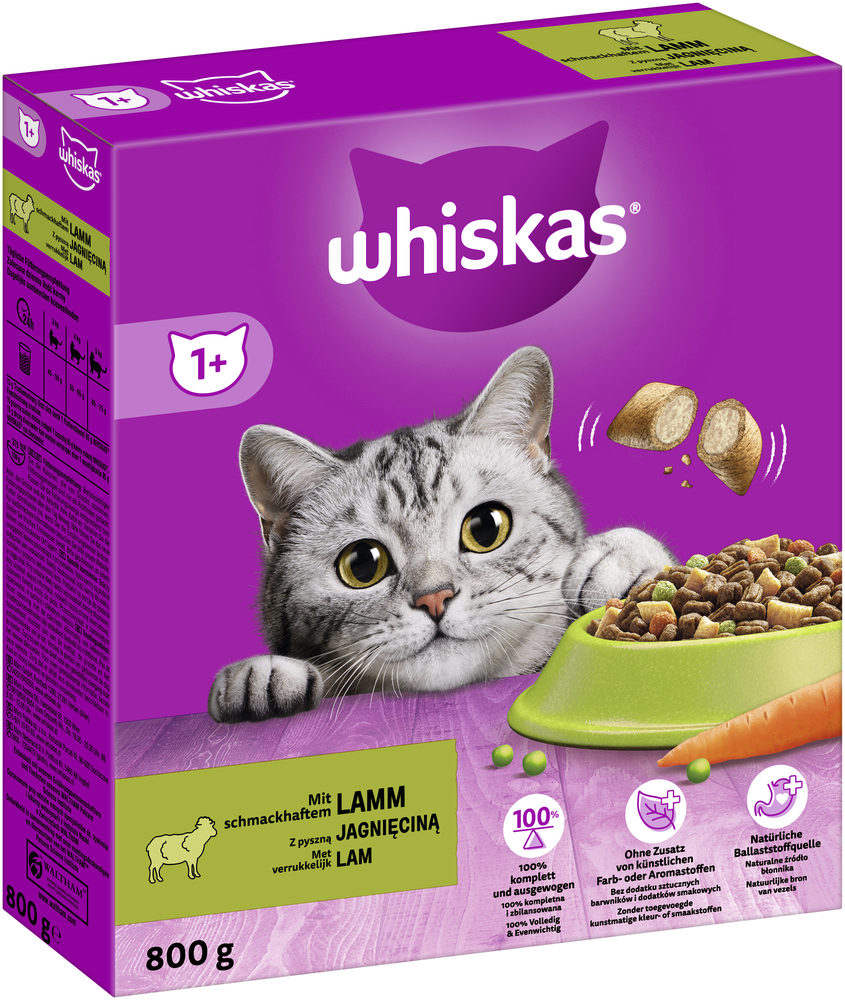 Whiskas Trockenfutter Whiskas 1+ Adult Trockenfutter 800g Lamm