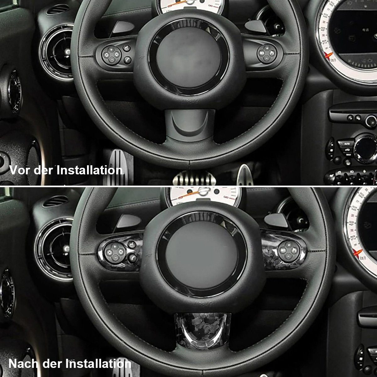 götäzer Lenkradbezug Geschmiedete Carbonfaser-Lenkradabdeckung. Rutschfeste Innenseite, Passend für BMW Mini R55 2007–2014, R56 2006–2013, R57 2007–2015