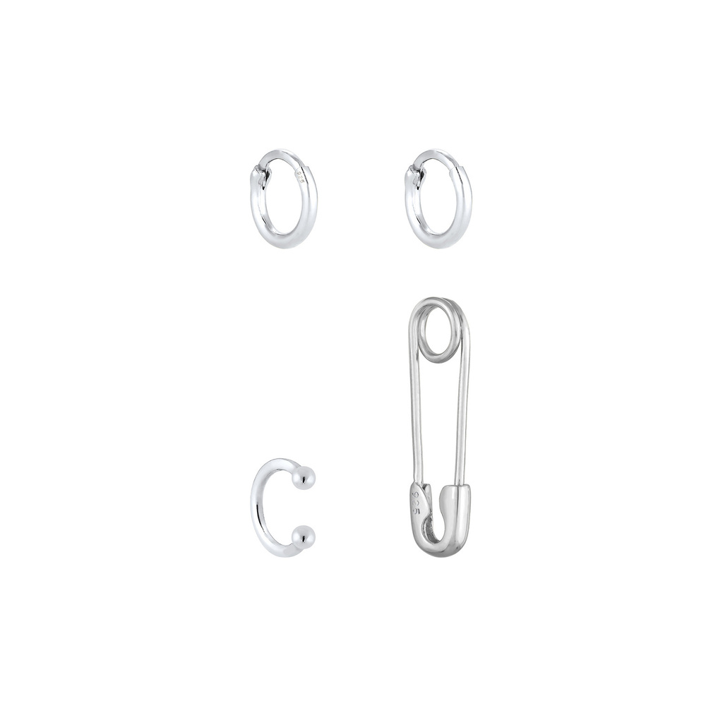 Elli Elli Boucles d'Oreilles Épingle de Sûreté Earcuff Femme - (925/1000) Argent Plaqu Boucles d'oreilles